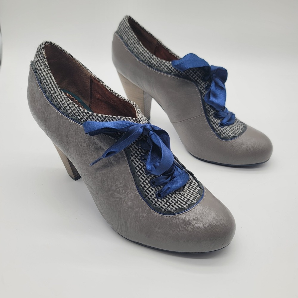 Poetic Licence Glamville Heels Womens 9 EUR 40 Houndstooth Ribbon Lace Up